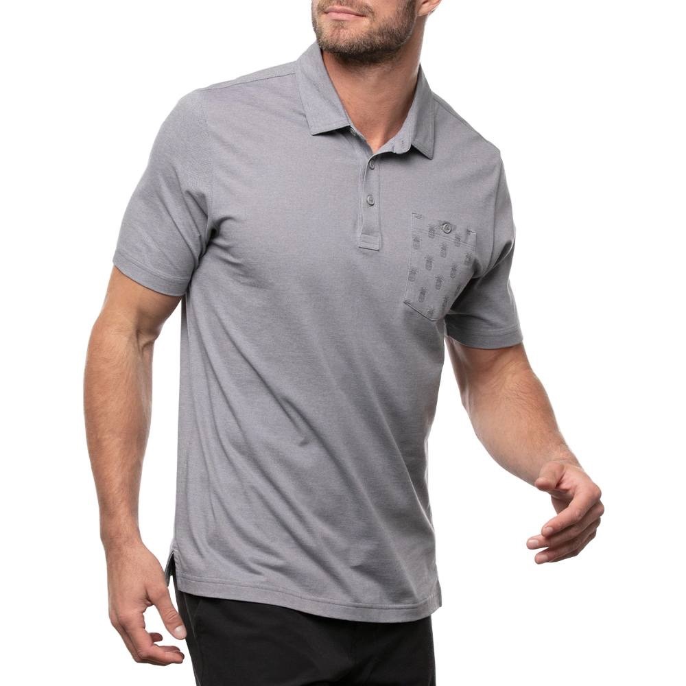 TravisMathew Can Can Polo Mens M Gray Pineapple Pocket Golf Shirt Casual - Picture 5 of 10